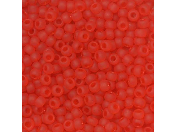 TOHO Glass Seed Bead, Size 11, 2.1mm, Transparent-Frosted Lt Siam Ruby (Tube)