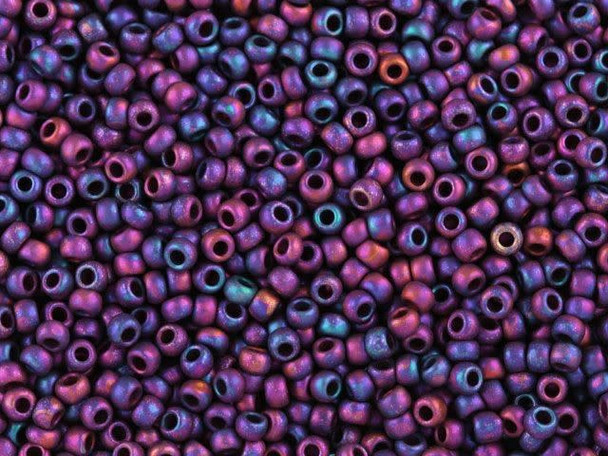 TOHO Glass Seed Bead, Size 11, 2.1mm, Higher-Metallic Frosted Mardi Gras (Tube)