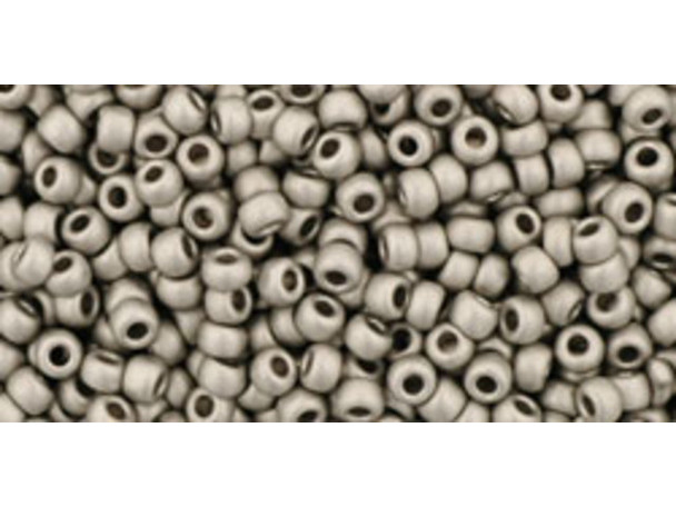 TOHO Glass Seed Bead, Size 11, 2.1mm, Metallic Frosted Antique Silver (Tube)