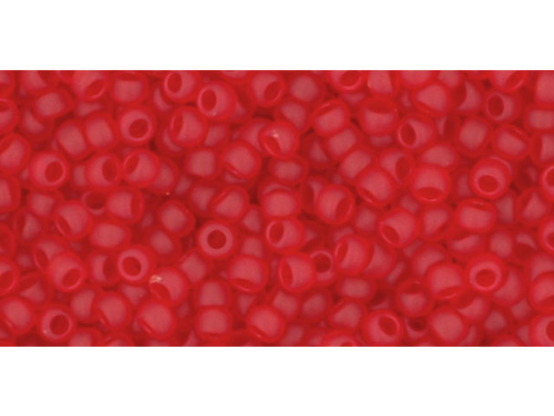 TOHO Glass Seed Bead, Size 11, 2.1mm, Transparent-Frosted Siam Ruby (Tube)