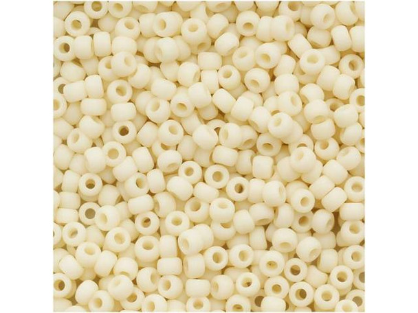 TOHO Glass Seed Bead, Size 11, 2.1mm, Opaque-Frosted Lt Beige (Tube)
