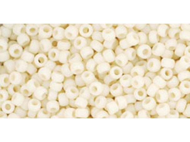 TOHO Glass Seed Bead, Size 11, 2.1mm, Opaque-Frosted Lt Beige (Tube)