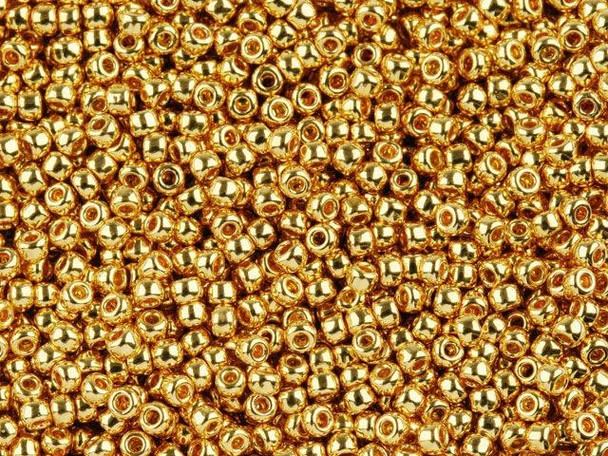 TOHO Glass Seed Bead, Size 11, 2.1mm, Metallic 24K Gold Plated (Tube)