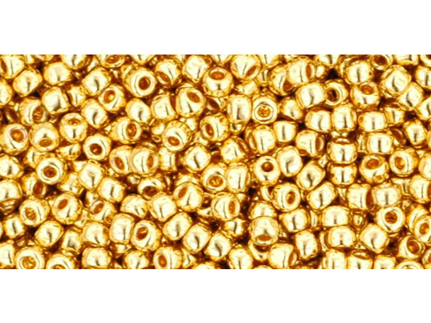 TOHO Glass Seed Bead, Size 11, 2.1mm, Metallic 24K Gold Plated (Tube)