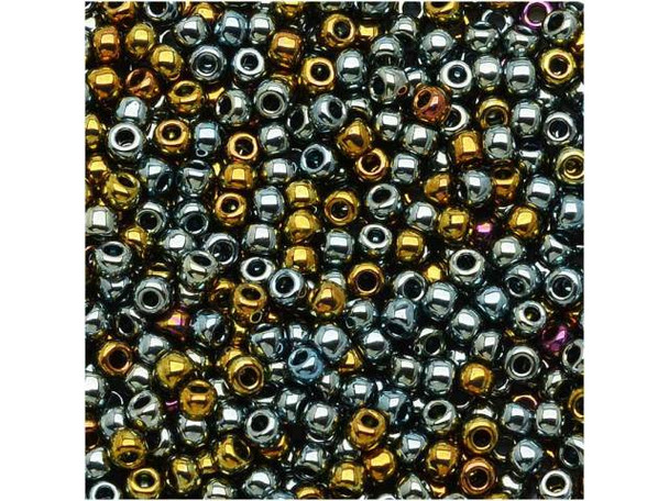 TOHO Glass Seed Bead, Size 11, 2.1mm, Galvanized Blue Gold (Tube)