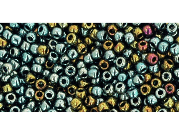 TOHO Glass Seed Bead, Size 11, 2.1mm, Galvanized Blue Gold (Tube)