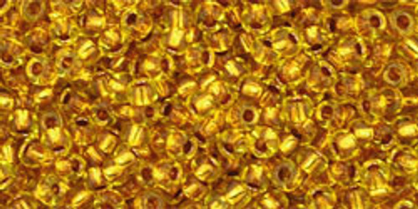 TOHO Glass Seed Bead, Size 11, 2.1mm, Copper-Lined Marigold (tube)