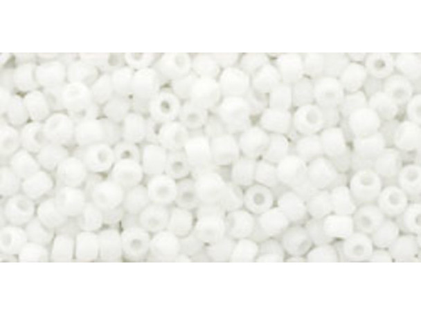 TOHO Glass Seed Bead, Size 11, 2.1mm, Matte-Color Opaque-Rainbow White (Tube)