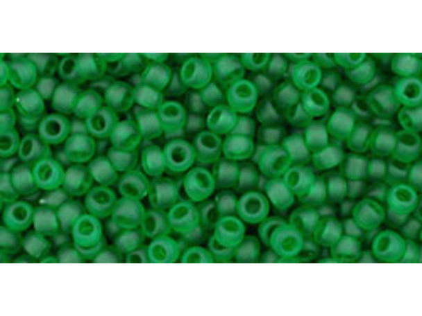 TOHO Glass Seed Bead, Size 11, 2.1mm, Transparent-Frosted Grass Green (Tube)