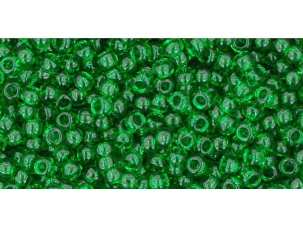 TOHO Glass Seed Bead, Size 11, 2.1mm, Transparent Grass Green (Tube)