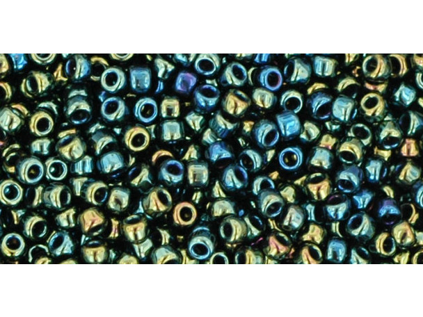 TOHO Glass Seed Bead, Size 11, 2.1mm, Metallic Iris - Green/Brown (Tube)