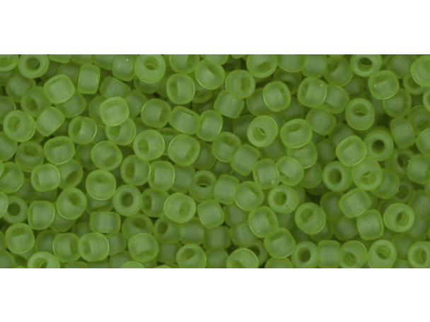 TOHO Glass Seed Bead, Size 11, 2.1mm, Transparent-Frosted Peridot (Tube)