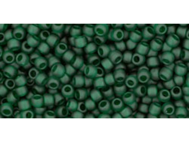 TOHO Glass Seed Bead, Size 11, 2.1mm, Transparent-Frosted Green Emerald (Tube)