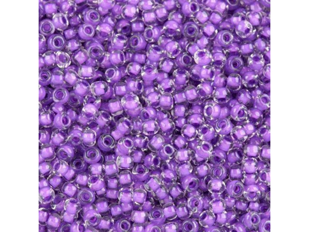 TOHO Glass Seed Bead, Size 11, 2.1mm, Inside-Color Crystal/Wisteria-Lined (Tube)