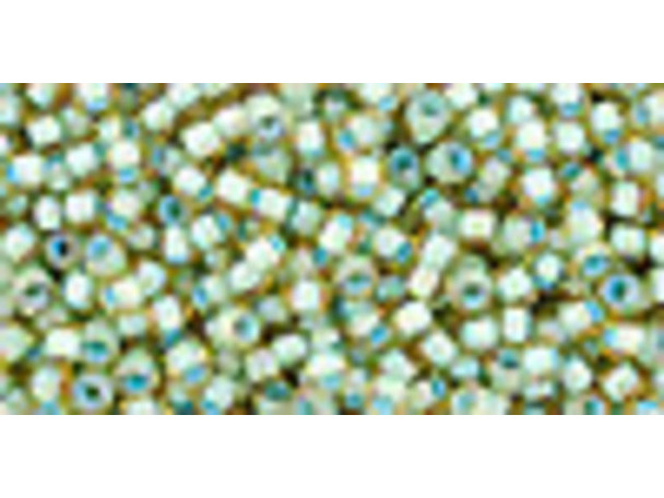 TOHO Glass Seed Bead, Size 11, 2.1mm, Inside-Color Rainbow Lt Topaz/Sea Foam-Lined (Tube)