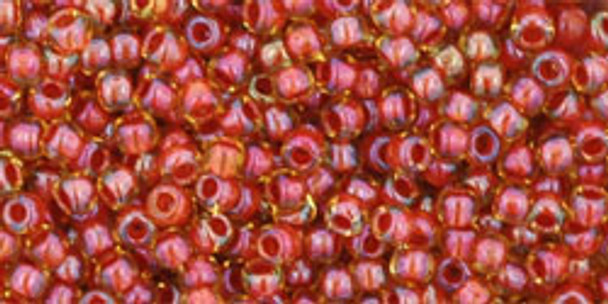 TOHO Glass Seed Bead, Size 11, 2.1mm, Inside-Color Jonquil/Brick Red-Lined (tube)
