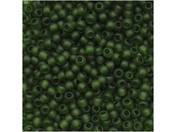 TOHO Glass Seed Bead, Size 11, 2.1mm, Transparent-Frosted Olivine (Tube)
