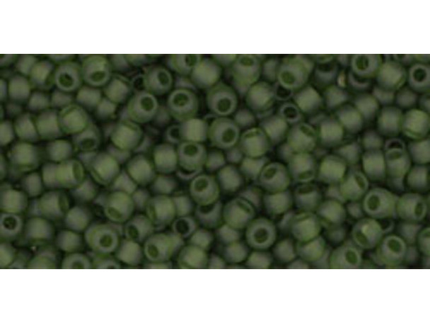 TOHO Glass Seed Bead, Size 11, 2.1mm, Transparent-Frosted Olivine (Tube)