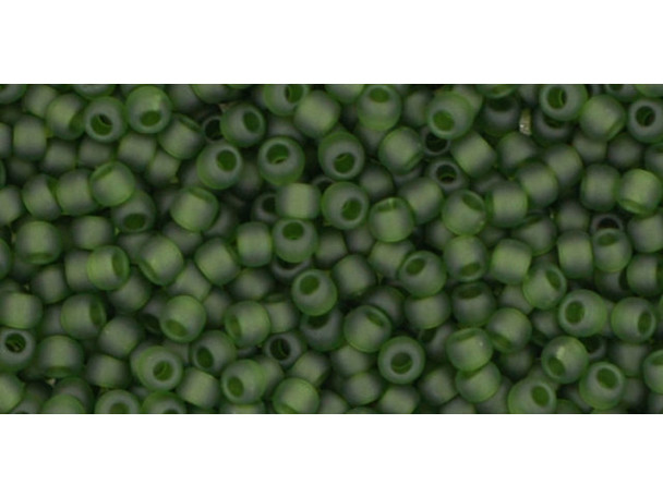TOHO Glass Seed Bead, Size 11, 2.1mm, Transparent-Frosted Olivine (Tube)
