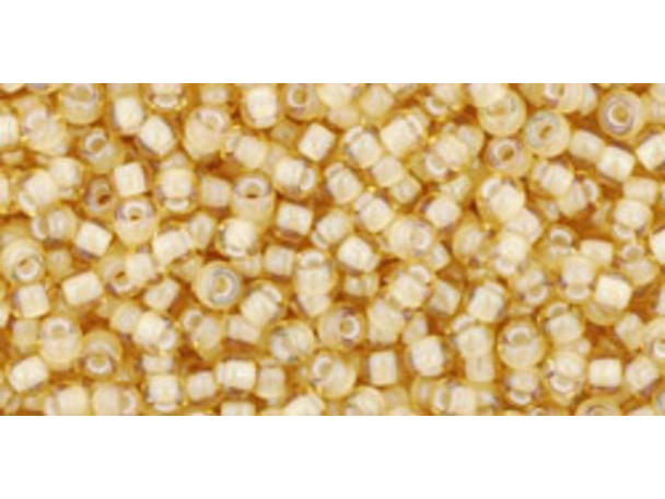 TOHO Glass Seed Bead, Size 11, 2.1mm, Inside-Color Jonquil/White-Lined (Tube)