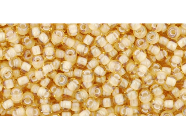 TOHO Glass Seed Bead, Size 11, 2.1mm, Inside-Color Jonquil/White-Lined (Tube)