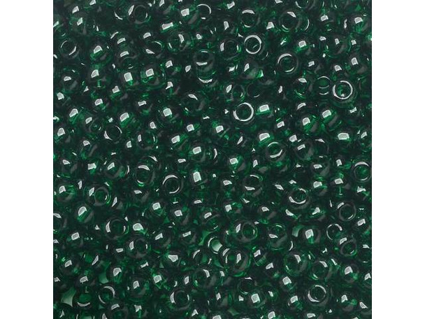 TOHO Glass Seed Bead, Size 11, 2.1mm, Transparent Green Emerald (Tube)