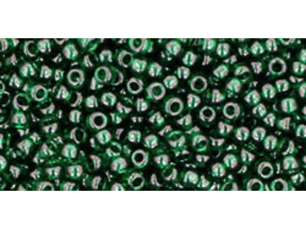 TOHO Glass Seed Bead, Size 11, 2.1mm, Transparent Green Emerald (Tube)