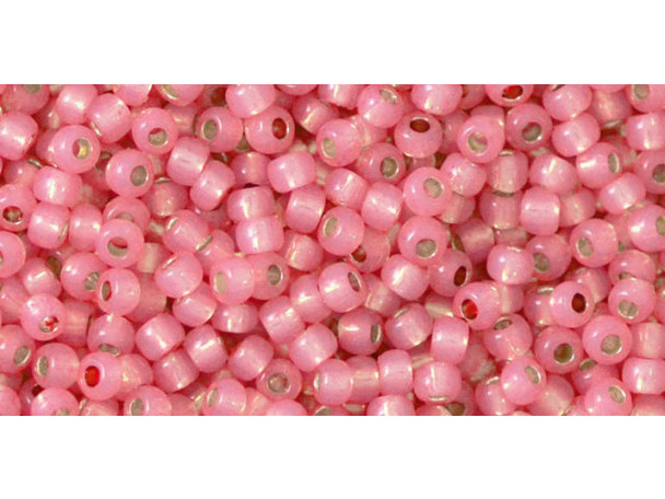 TOHO Glass Seed Bead, Size 11, 2.1mm, PermaFinish - Silver-Lined Milky Mauve (Tube)