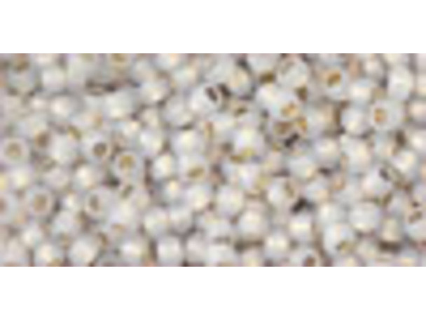 TOHO Glass Seed Bead, Size 11, 2.1mm, PermaFinish - Silver-Lined Milky Cloud (Tube)