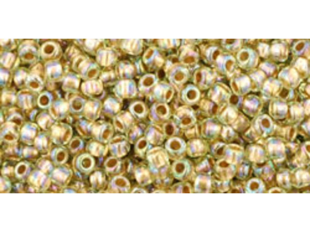 TOHO Glass Seed Bead, Size 11, 2.1mm, Gold-Lined Rainbow Lt Jonquil (Tube)