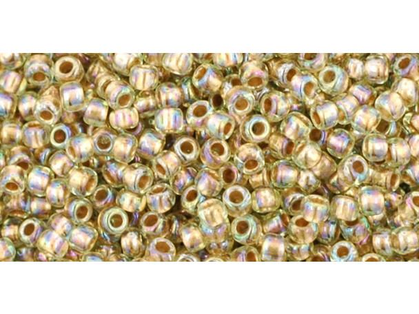 TOHO Glass Seed Bead, Size 11, 2.1mm, Gold-Lined Rainbow Lt Jonquil (Tube)