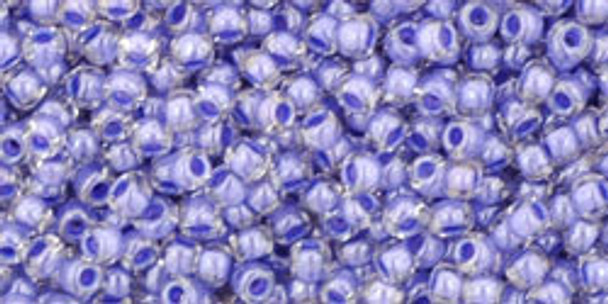 TOHO Glass Seed Bead, Size 11, 2.1mm, Inside-Color Crystal/Lupine-Lined (tube)