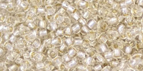 TOHO Glass Seed Bead, Size 11, 2.1mm, PermaFinish - Silver-Lined Crystal (tube)