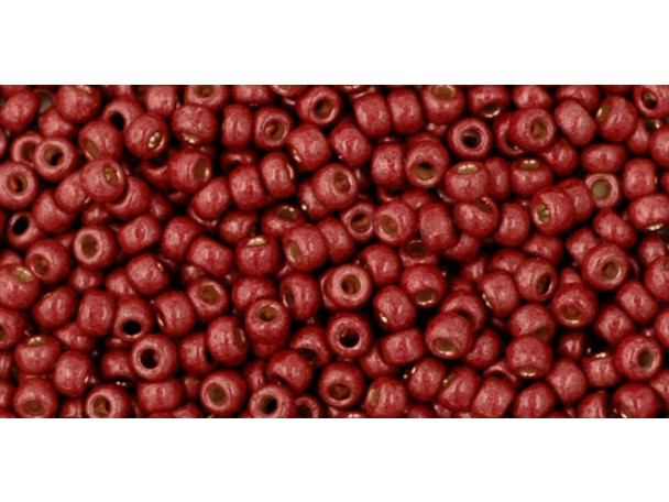 TOHO Glass Seed Bead, Size 11, 2.1mm, PermaFinish - Matte Galvanized Brick Red (Tube)