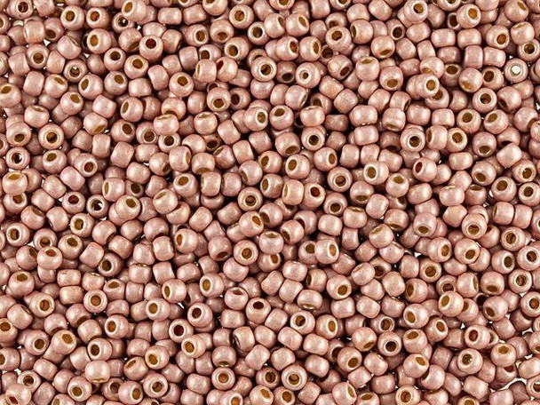 TOHO Glass Seed Bead, Size 11, 2.1mm, PermaFinish - Matte Galvanized Peach Coral (Tube)