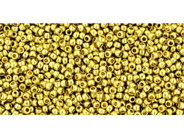 TOHO Glass Seed Bead, Size 11, 2.1mm, PermaFinish - Galvanized Yellow Gold (Tube)
