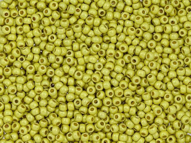 TOHO Glass Seed Bead, Size 11, 2.1mm, Permafinish - Matte Galvanized Lemon Gold (Tube)