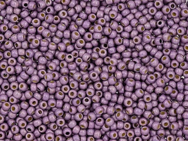 TOHO Glass Seed Bead, Size 11, 2.1mm, Permafinish - Matte Galvanized Pale Lilac (Tube)