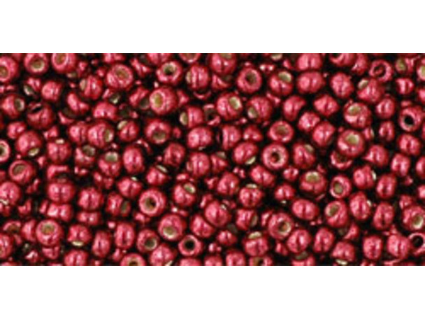 TOHO Glass Seed Bead, Size 11, 2.1mm, PermaFinish - Galvanized Brick Red (Tube)