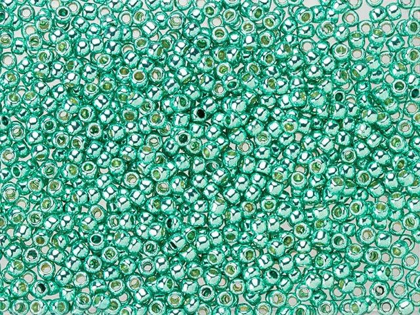 TOHO Glass Seed Bead, Size 11, 2.1mm, PermaFinish - Galvanized Green Teal (Tube)