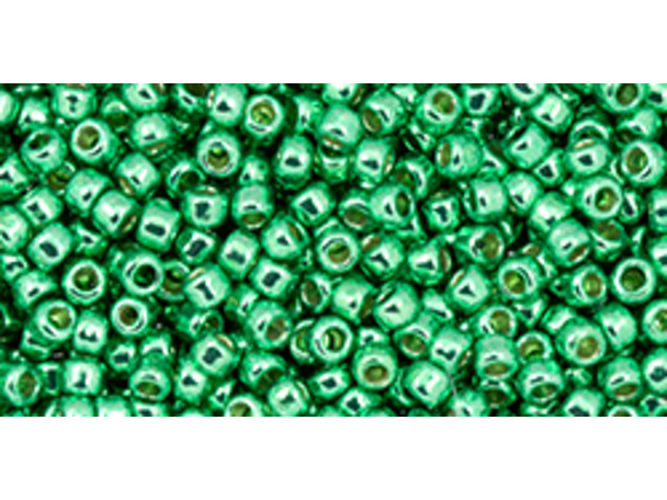 TOHO Glass Seed Bead, Size 11, 2.1mm, Permafinish - Galvanized Spring Green (Tube)