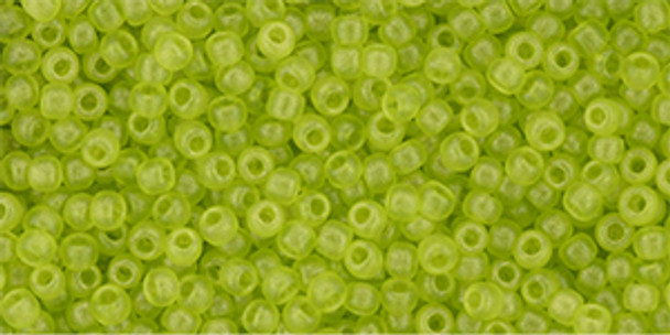 TOHO Glass Seed Bead, Size 11, 2.1mm, HYBRID Sueded Gold Transparent Lime Green (tube)
