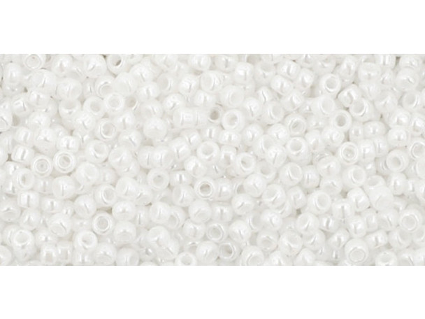 TOHO Glass Seed Bead, Size 15, 1.5mm, Opaque-Lustered White (Tube)