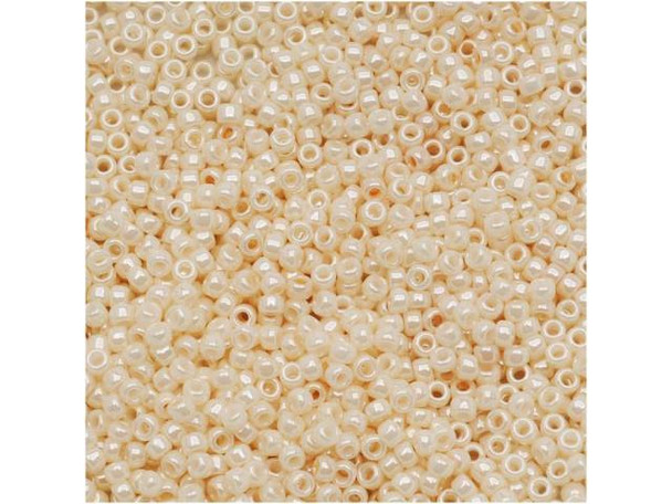 TOHO Glass Seed Bead, Size 15, 1.5mm, Opaque-Lustered Lt Beige (Tube)