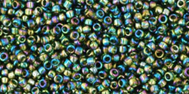TOHO Glass Seed Bead, Size 15, 1.5mm, Transparent-Rainbow Olivine (tube)