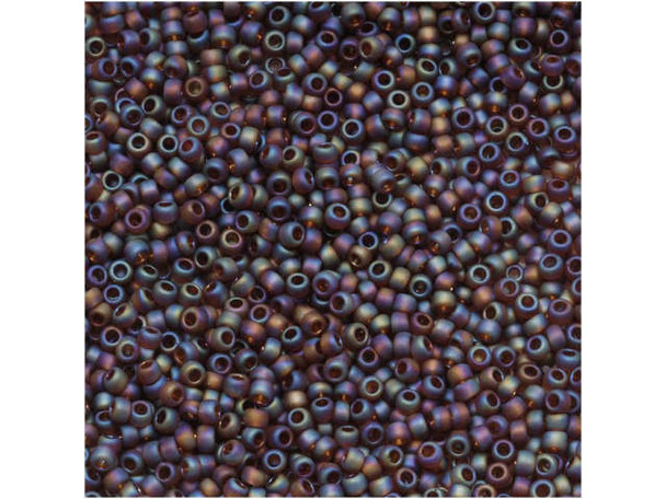 TOHO Glass Seed Bead, Size 15, 1.5mm, Transparent-Rainbow Frosted Smoky Topaz (Tube)