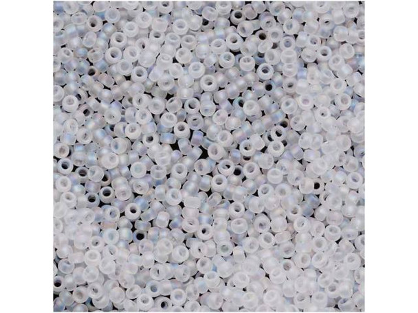 TOHO Glass Seed Bead, Size 15, 1.5mm, Transparent-Rainbow Frosted Crystal (Tube)