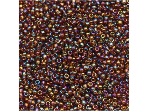 TOHO Glass Seed Bead, Size 15, 1.5mm, Transparent-Rainbow Smoky Topaz (Tube)