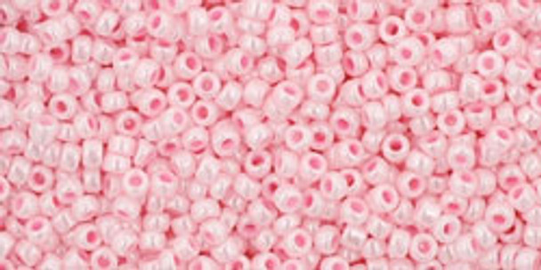 TOHO Glass Seed Bead, Size 15, 1.5mm, Opaque-Lustered Baby Pink (tube)