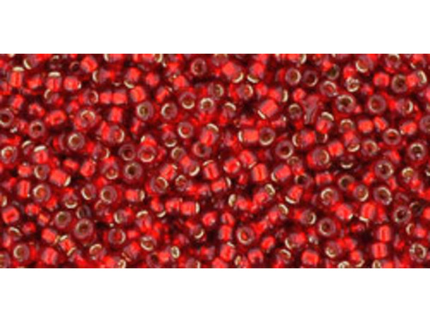 TOHO Glass Seed Bead, Size 15, 1.5mm, Silver-Lined Ruby (Tube)